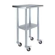 Amgood 18x24 Rolling Prep Table with Stainless Steel Top AMG WT-1824-WHEELS